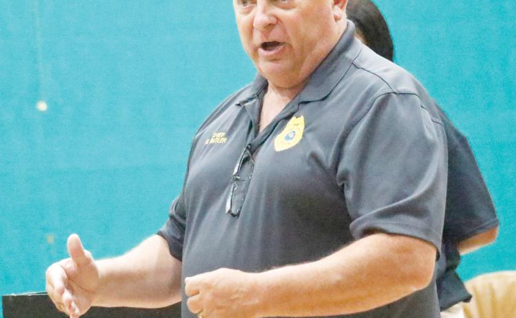 Lake City Police Chief Gerald Butler said Saturday in a town hall meeting that the FLOCK gunshot detection system is working well in reducing gunfire incidents in the city. (JAMIE WACHTER/Lake City Reporter)