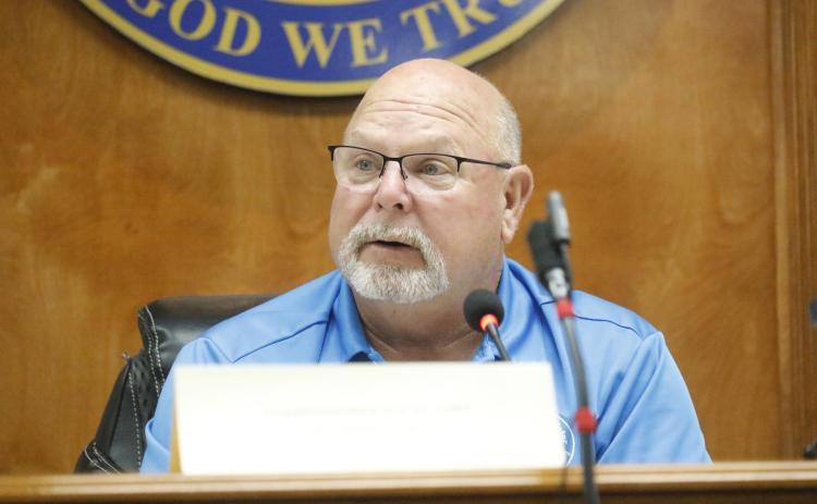 NFWUA Chairman Rocky Ford congratulated Executive Director Shannon Roberts for his work thus far with the Authority. (JAMIE WACHTER/Lake City Reporter)