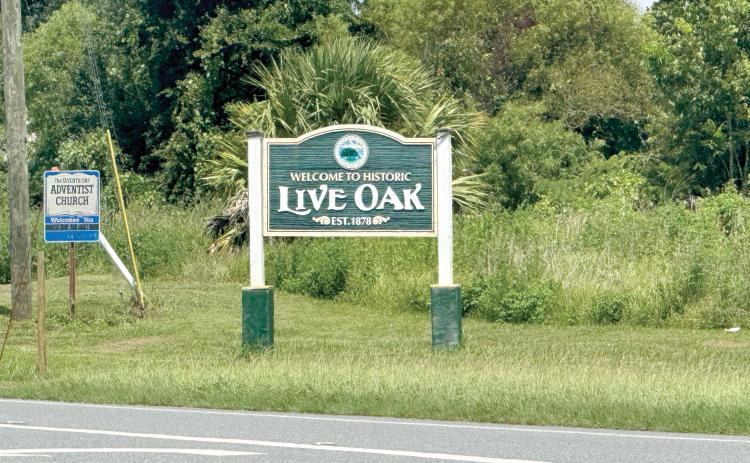 The Live Oak City Council is wanting to install a ‘Welcome to Historic Live Oak’ city sign on U.S. Highway 129 north of town to welcome visitors, similar to the signs that are on U.S. 90 on the east and west sides of town, as well as U.S. 129 south and State Road 51. (STASI WACHTER/Special to the Reporter)
