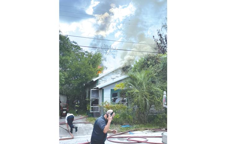 Firefighters from the Lake City Fire Department and Columbia County Fire Rescue responded to a house fire on NE Richardson Terrace Tuesday afternoon. (COURTESY)