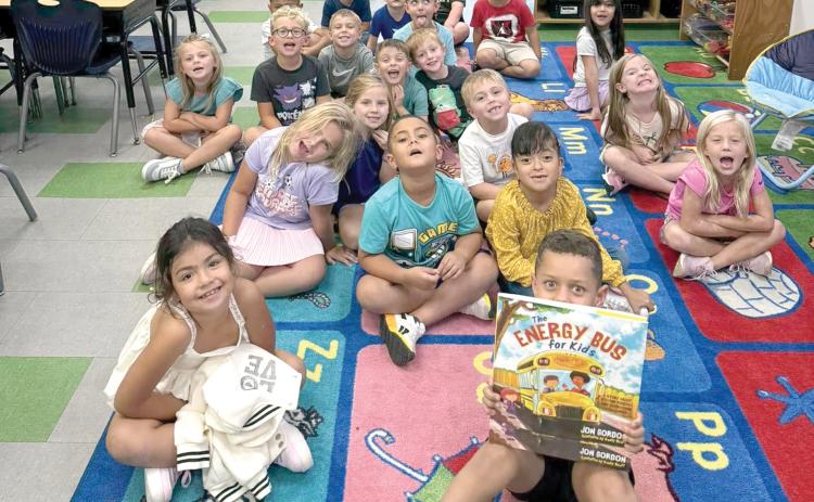 Students in Rosa Davis’s class at Suwannee Riverside Elementary have been reading ‘The Energy Bus for Kids’ this week for the start of the school year. (COURTESY SUWANNEE RIVERSIDE ELEMENTARY)