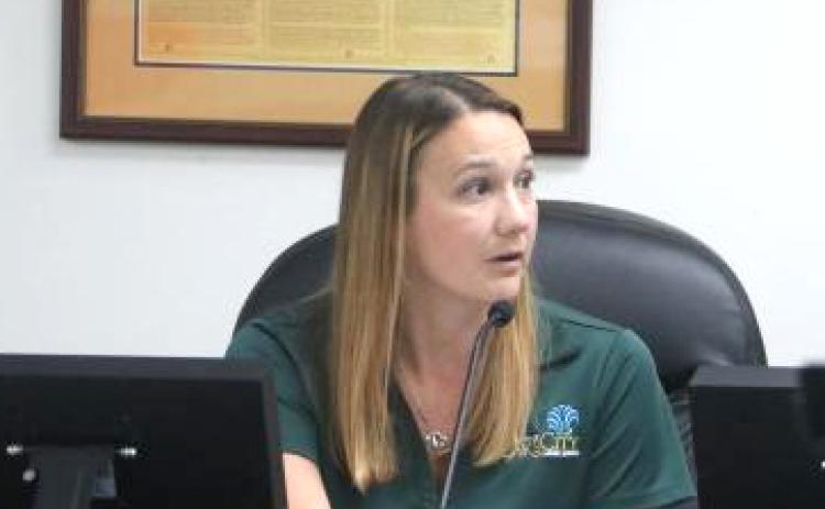 Lake City Finance Director Angie Taylor Moore, pictured at a previous city meeting, said the city currently funds nearly $1 million for the fire department which is ‘not sustainable given our rapid growth.’ (FILE)