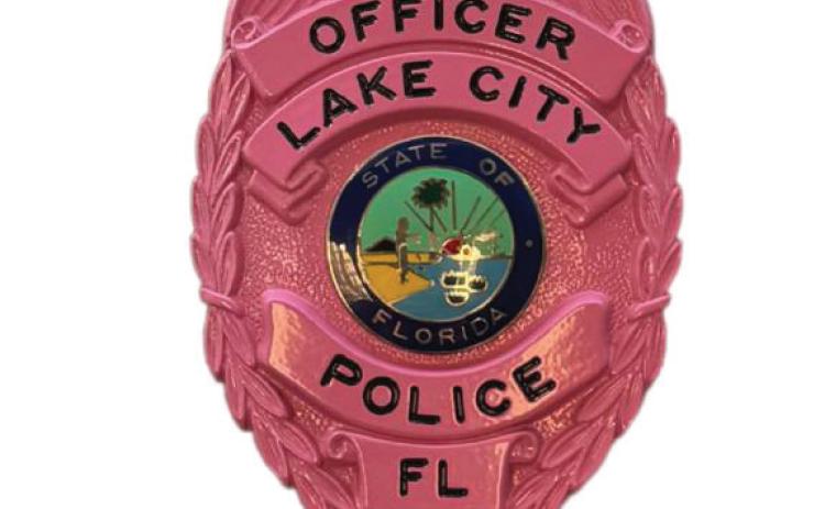 Pink badges will be worn by Lake City Police during October for Breast Cancer Awareness Month. (COURTESY)