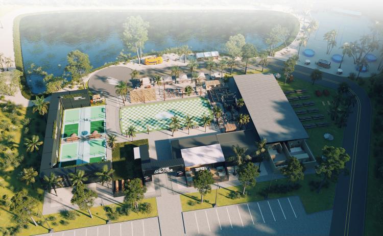 The Woods, an entertainment venue off of State Road 247, is hosting its grand opening Saturday. The vision of Michael Woods fetures pickleball courts, an outdoor skating rink, beach volleyball, space for live entertainment as well as a restaurant/bar and spaces for vendors and food trucks to hook up as well. (COURTESY)