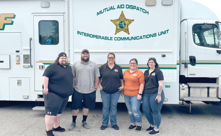 Columbia County Unified 911 Center dispatchers who recently attended a training session in Lake County were: Jimmy Redmond (from left), Travis Czaban, Victoria Chatigny, Crystal Craig and Beth Roberts. (COURTESY)