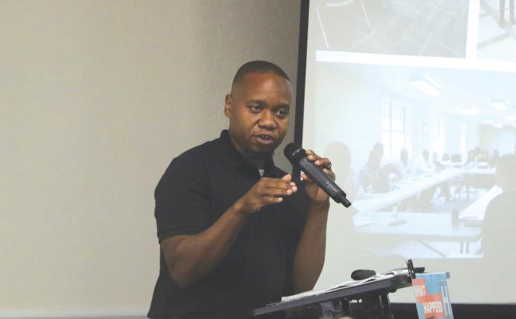 Florida Voices for Health Executive Director Scott Darius asked for resident feedback during Monday’s forum on rural healthcare. (MORGAN MCMULLEN/Lake City Reporter)