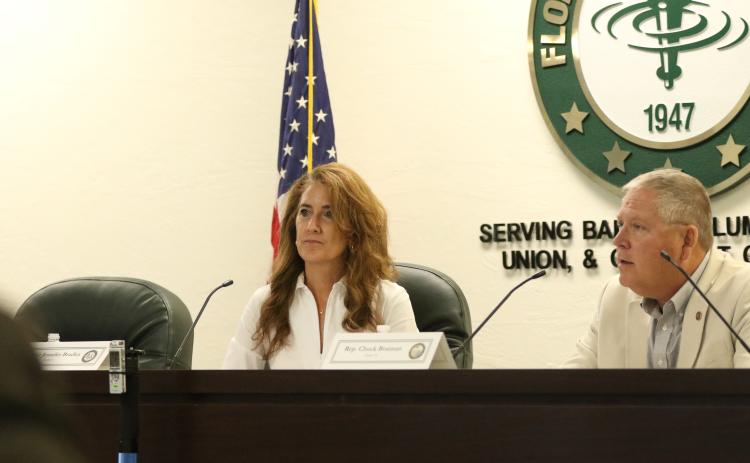 Sen. Jennifer Bradley and Rep. Chuck Brannan listen during a previous legislative delegation meeting at Florida Gateway College. This year’s Columbia County meeting is scheduled for Tuesday at FGC. (FILE)