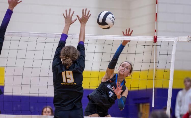 Branford hitter fires a shot against Union County in the District 6-R championship on Oct. 16. (JACK HOWDESHELL/Lake City Reporter)