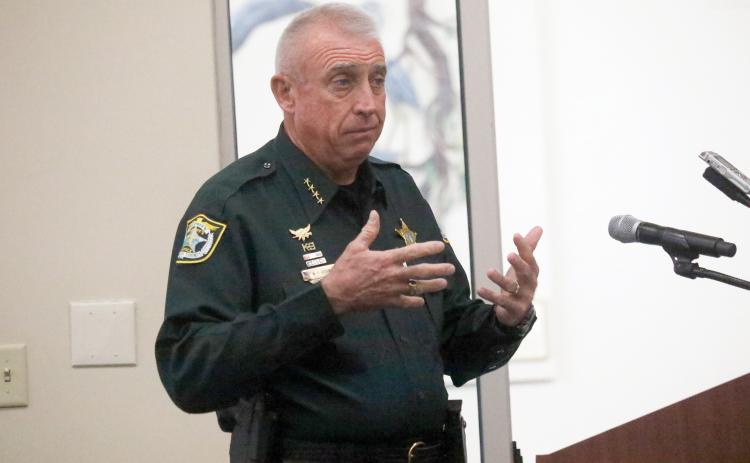 Columbia County Sheriff Wallace Kitchings talks about the need to renovate the Columbia County Detention Facility during Tuesday’s legislative delegation meeting. (JAMIE WACHTER/Lake City Reporter)