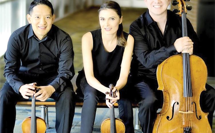 The Lawson Trio, consisting of Clint Dewing, Aurica Duca and Nick Curry, will perform Monday to open the 30th season of the Friends of Music Concert Series. The Lawson Trio will be accompanied at the performance by Igor Khukhua and 12-year-old Siena, the daughter of Duca and Dewing. (COURTESY)