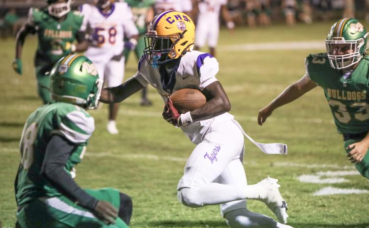 Columbia receiver Kyren Caldwell cuts upfield after a catch against Suwannee on Aug. 22. (BRENT KUYKENDALL/Lake City Reporter)