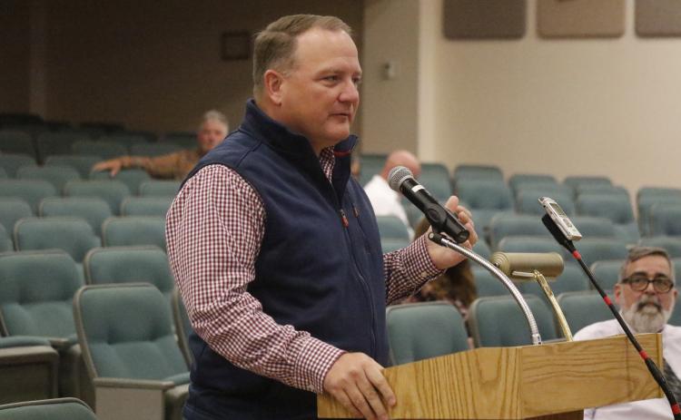 Columbia County Tax Collector Kyle Keen talks to the County Commission at a November workshop about potentially purchasing the TD Bank building in downtown Lake City for his new office. (FILE)