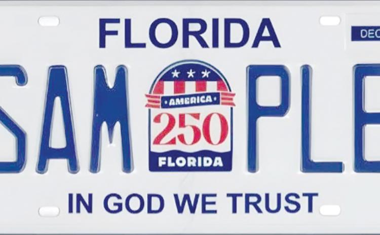 America 250 license plates are available in Florida throughout this year in celebration of the country’s semiquincentennial. (COURTESY)
