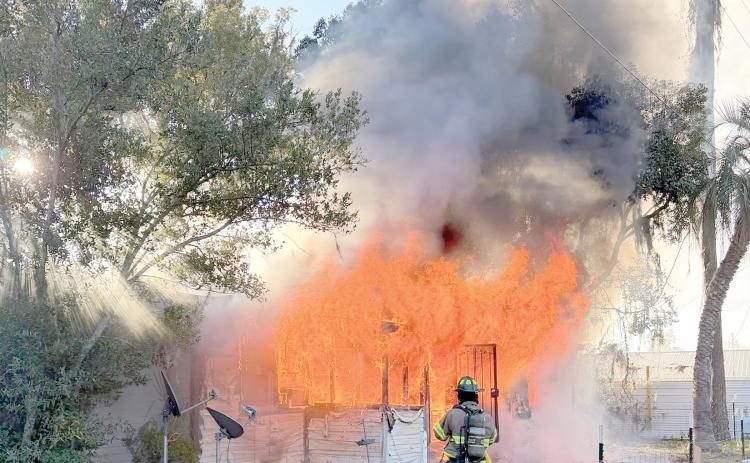 A home on NE Webster Avenue was severely damaged Thursday morning when a fire was sparked by a space heater being used during the cold weather. (COURTESY LAKE CITY FIRE DEPARTMENT)