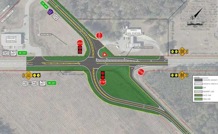 The Florida Department of Transportation plan to realign the State Road 247 and County Road 240 intersection in southwestern Columbia County is supported by the County Commission. (COURTESY FLORIDA DEPARTMENT OF TRANSPORTATION)