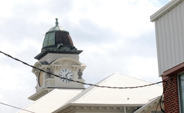 The dome on the historic Suwannee County Courthouse was damaged by Hurricane Helene in October 2024. The county is rebidding the repair project on the dome. (FILE)