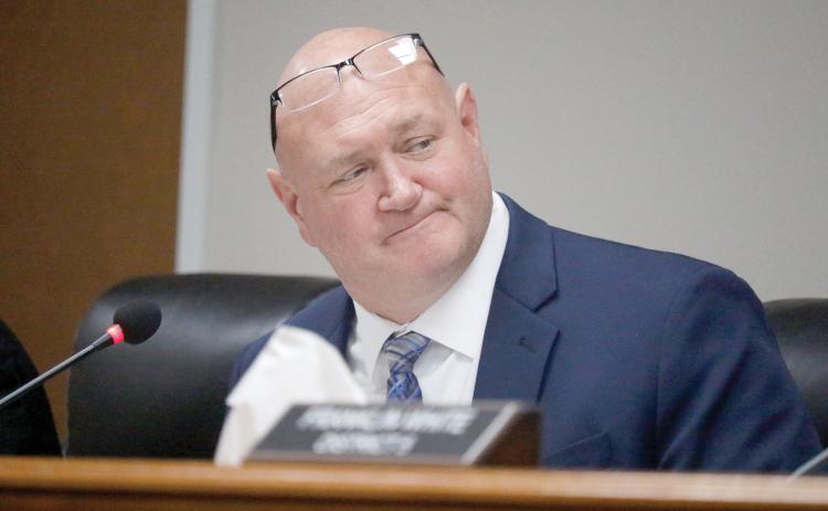 Suwannee County Commissioner Don Hale gauged the interest of the other board members Tuesday night in sending a letter opposing Water First North Florida to the Suwannee River Water Management District. (JAMIE WACHTER/Lake City Reporter)