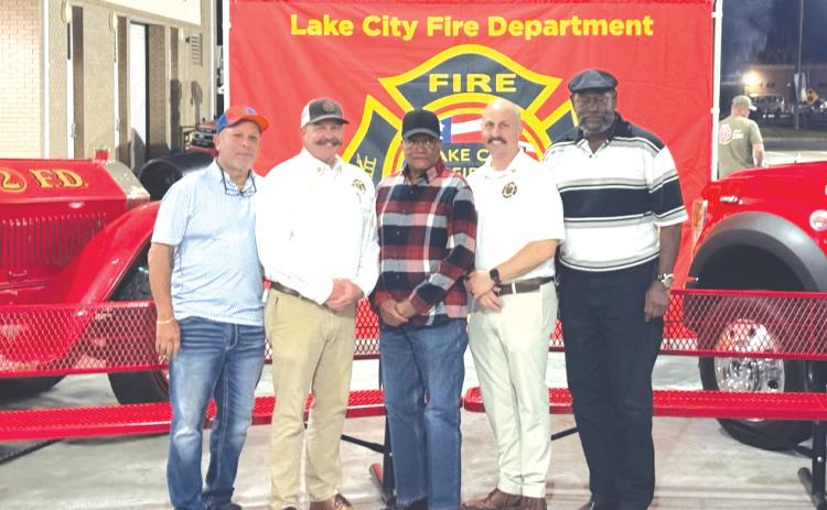 Lake City Fire Chief Josh Wehinger (second from left) welcomed LCFD and Columbia County EMS vets for a reunion. (COURTESY LAKE CITY FIRE DEPARTMENT)