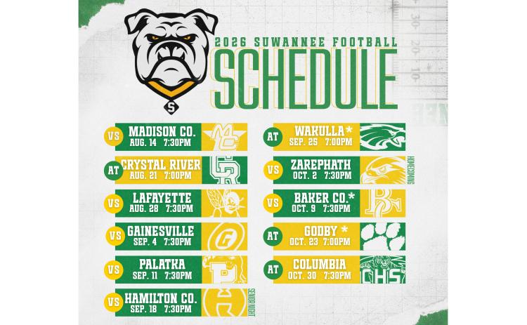 Suwannee's 2026 football schedule. (COURTESY)