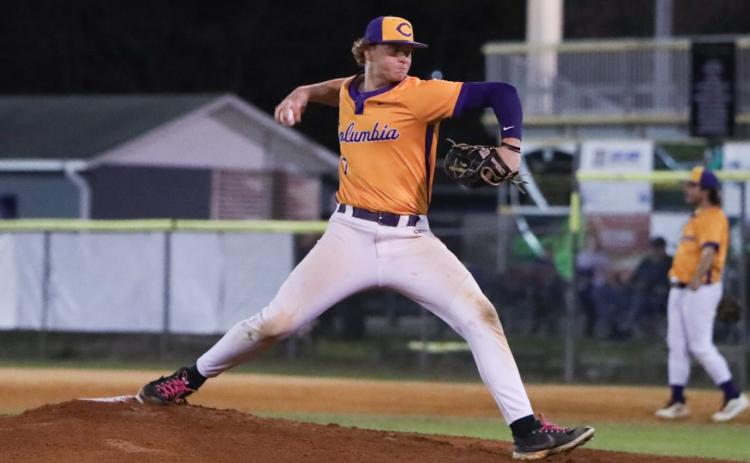 Columbia pitcher Nolan Slaymaker pitches against Newberry on March 3. (BRENT KUYKENDALL/Lake City Reporter)