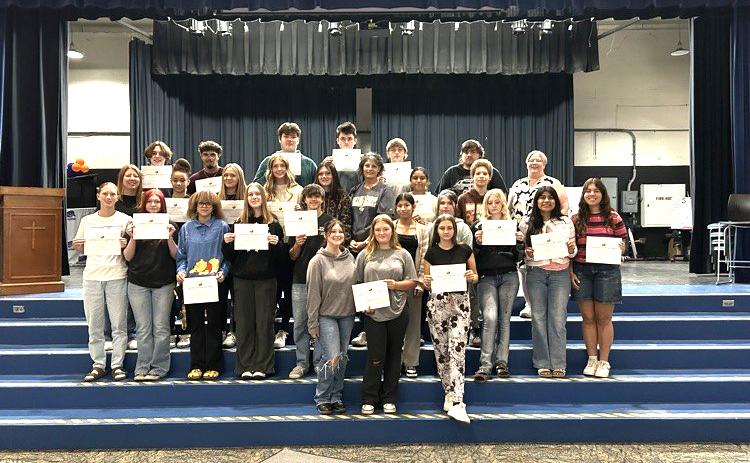 Branford High hosted its first Civics Fair last week with more than 160 projects presented by seventh-, eighth- and 10th-grade social studies students. (COURTESY)