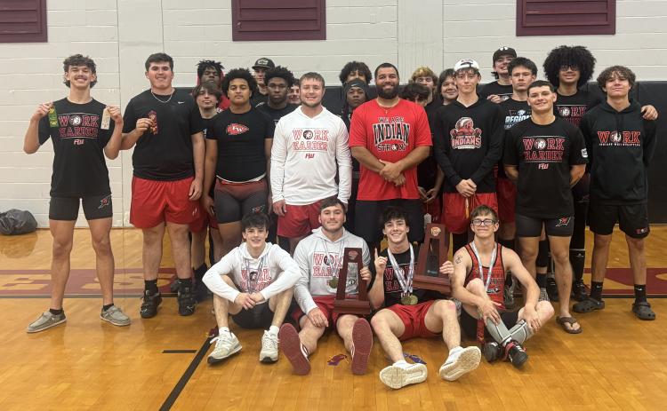 Fort White’s boys weightlifting team won the Region 3-1A title in Olympic and was runner-up in traditional on Thursday. (COURTESY)