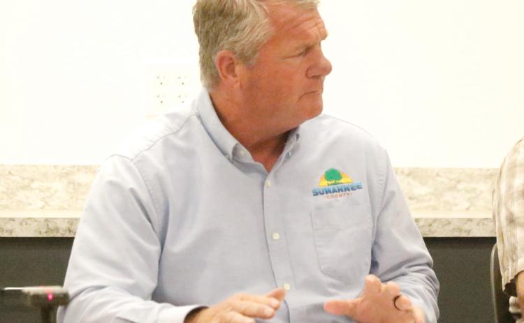 Franklin White, a Suwannee County commissioner who serves on the North Florida Water Utilities Authority board, said the two counties are either ‘either all in or we ain’t’ when it comes to supporting the Authority. (JAMIE WACHTER/Lake City Reporter)