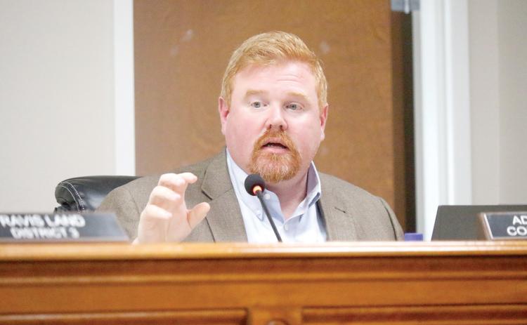 Suwannee County Attorney Adam Morrison told the County Commission that it had no discretion on the matter, it had to ratify the School Board’s desire to place the half-cent sales tax on the ballot for voters to decide. (JAMIE WACHTER/Lake City Reporter)