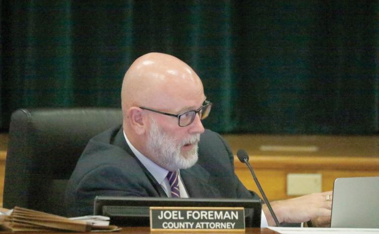 County Attorney Joel Foreman suggested if the County Commission wanted to change its code of ethics to send in suggestions to him and he provide several alternatives to those portions of the code. (JAMIE WACHTER/Lake City Reporter)