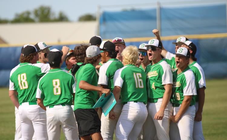 Suwannee's baseball team celebrates after defeating Fernandina Beach 5-1 in Game 3 of the Region 1-3A semifinals on Sunday. (NICK BLANK/News-Leader)