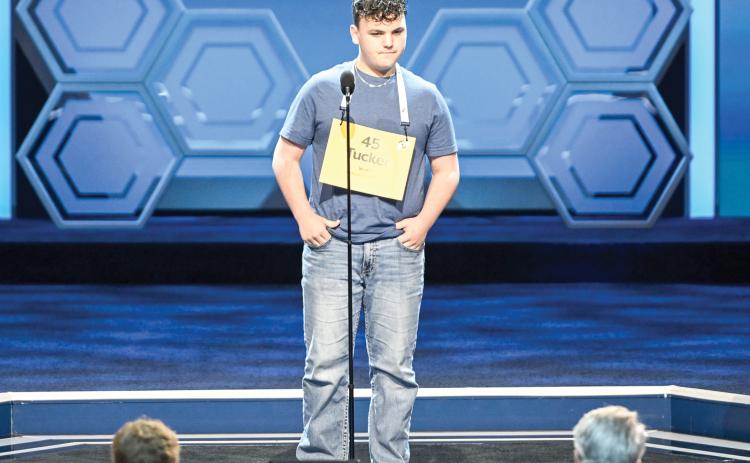 Fort White Middle School’s Tucker Ayers competes in the preliminary round of the Scripps National Spelling Bee in Washington D.C. this past week. (COURTESY SCRIPPS NATIONAL SPELLING BEE)