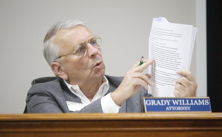 North Florida Water Utilities Authority Attorney Grady Williams talks to the board about the policy on how staff will select engineers on continuing services contracts for future projects. (JAMIE WACHTER/Lake City Reporter)