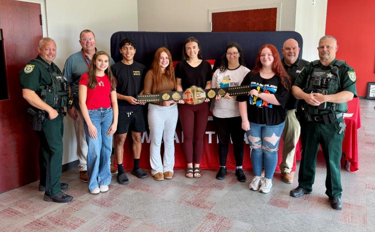Fort White High won the Florida Department of Transportation’s Battle of the Belts competition between Columbia High and FWHS to encourage students to wear their seatbelts. (COURTESY)