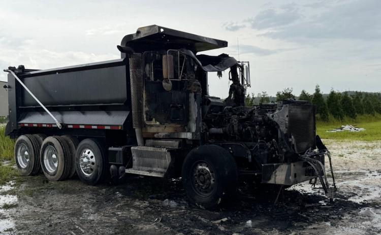 Crews from the Live Oak Fire Department and Suwannee County Fire Rescue extinguished a fire in a dump truck last Friday afternoon. (COURTESY LIVE OAK FIRE DEPARTMENT)