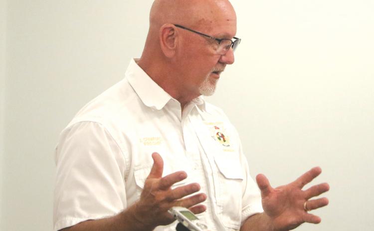 Columbia County Fire Chief Jeff Crawford addresses the Lake Shore Hospital Authority at its Monday meeting. (MORGAN MCMULLEN/Lake City Reporter)