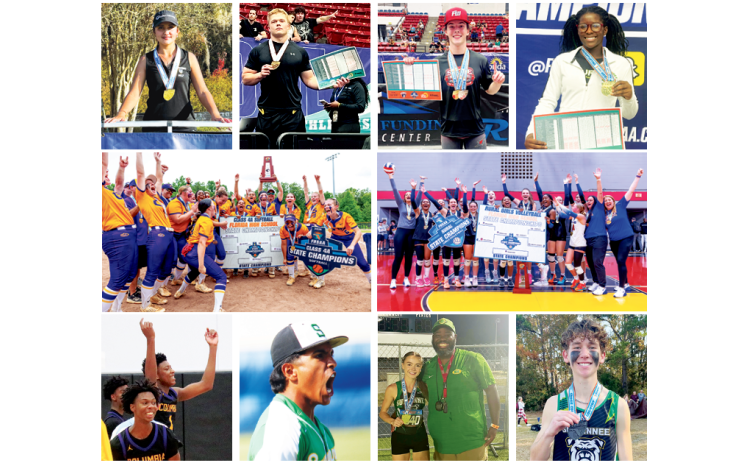 Three area teams and seven individuals won state titles during the 2025-26 school year, while others made deep postseason runs. (FILE PHOTOS)