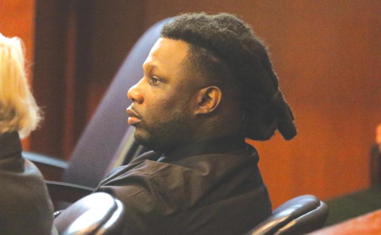 Jeffery Bell Jr., sitting in the Columbia County Courthouse on Tuesday during closing arguments, was convicted of first-degree murder. The jury will determine next week whether he should face the death penalty. (TONY BRITT/Lake City Reporter)