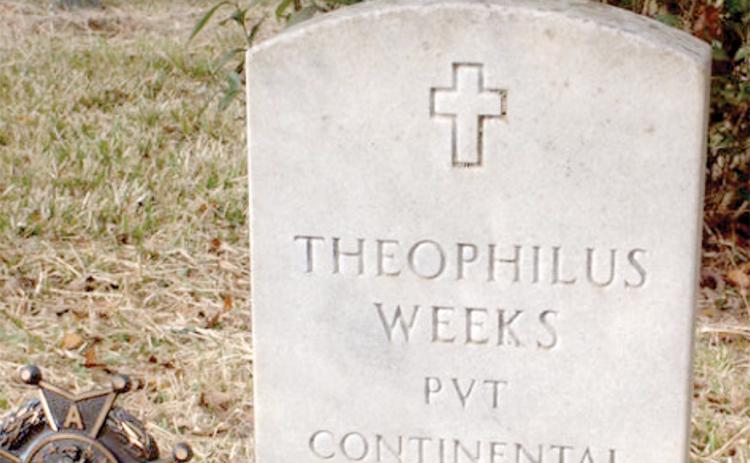 Theophilus Weeks’ headstone at Price Creek Cemetery. Weeks served in the Revolutionary War before settling in Columbia County near Ellisville. (COURTESY)