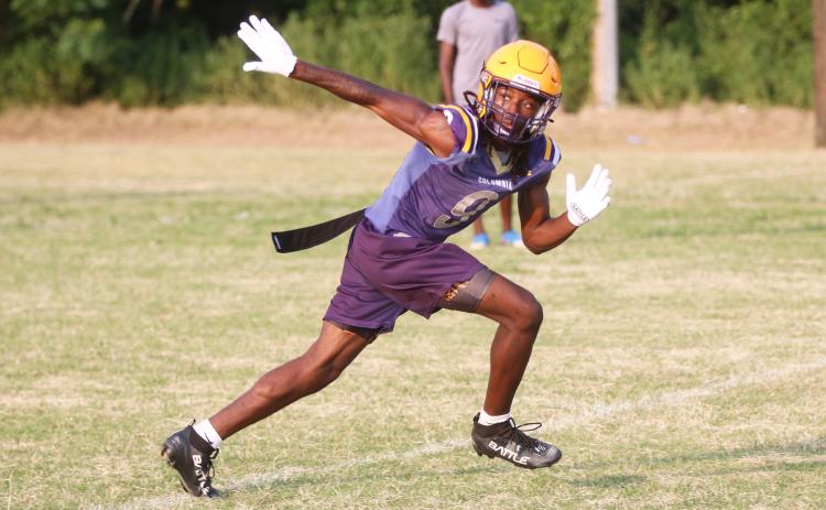 Columbia cornerback Javion Willis runs through a drill during Tuesday’s practice. Willis, a transfer from Mandarin, is competing for a starting job in the Tigers’ secondary. (JORDAN KROEGER/Lake City Reporter)