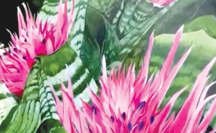 Ingrida Passett won first place in painting with the large canvas of bromeliad plants. (COURTESY)