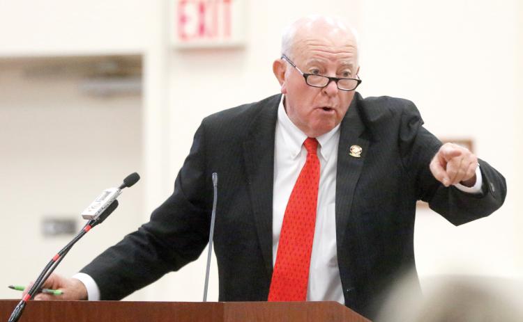 Dennis Roberts, who lives on Hackney Terrace behind a proposed commercial development, said maps about the property didn’t point to the people who live there. (JAMIE WACHTER/Lake City Reporter)