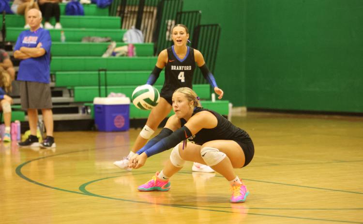 Branford hitter Anabella Dicks defends a snot against Suwannee on Aug. 18. (PAUL BUCHANAN/Lake City Reporter)