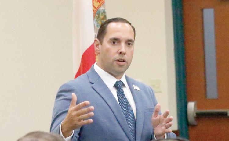 Bryan Avila, a candidate for lieutenant governor, told a group at Florida Gateway College on Tuesday that there are ‘two visions that are on the ballot,’ this November. (JAMIE WACHTER/Lake City Reporter)