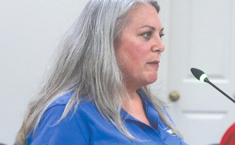Dayna Williams, Waste Pro’s North Florida Regional Director for Government Relations, said solid waste rates need to keep up with rises in tipping fees charged by Columbia County. Fees are set to increase by 5.3% beginning Oct. 1. (MORGAN MCMULLEN/Lake City Reporter)