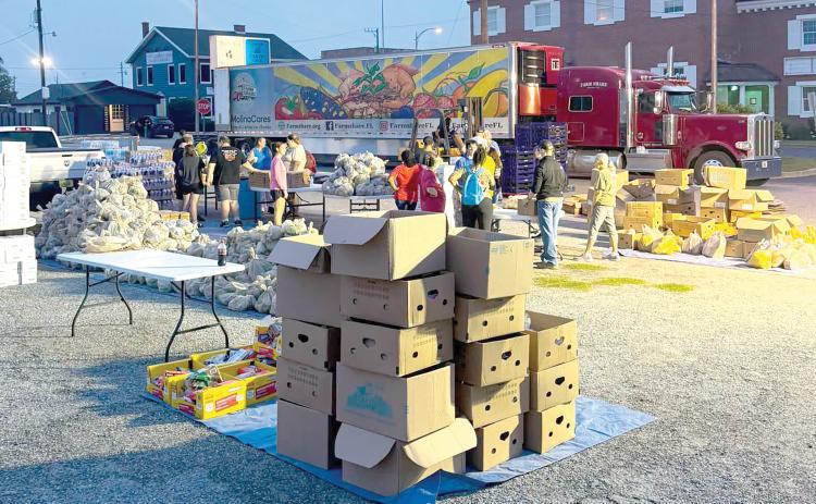 Approximately 400 families received food at the Lake City Police Department’s quarterly food distribution from Farm Share on Sept. 5. (COURTESY LAKE CITY POLICE DEPARTMENT)