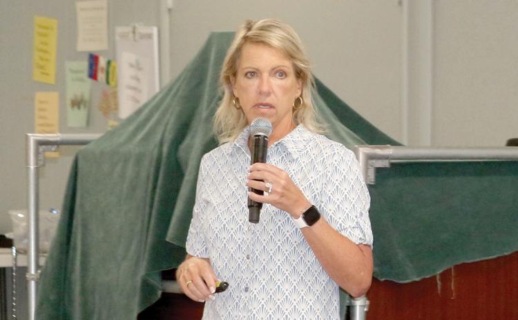 Wendy Lakso with the Columbia Lighthouse Project through Columbia University, led one of the suicide prevention sessions Wednesday at the American Legion Post 57. (TONY BRITT/Lake City Reporter)