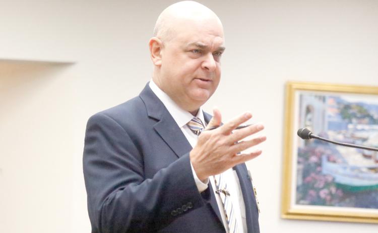 Mark Leone, a representative from the Florida State Fraternal Order of Police, said any renegotiations that don’t come with a rejected contract could constitute ‘unfair labor practice.’ (JAMIE WACHTER/Lake City Reporter)