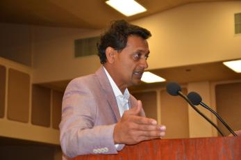 Nick Patel, a member of the county Tourist Development Council, speaks out against the county’s plan to spend $641,000 remodeling a building it doesn’t own. (CARL MCKINNEY/Lake City Reporter)