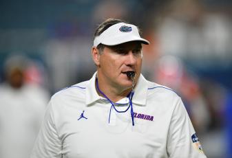 Florida coach Dan Mullen and the Gators kicked off a unique preseason camp with safety protocol in place due to the coronavirus pandemic. (MARK BROWN/Getty Images/TNS)