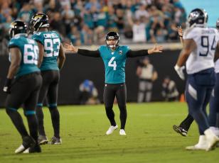 Jaguars kicker Josh Lambo could play Sunday against the Los Angeles Chargers. (TRIBUNE NEWS SERVICE)